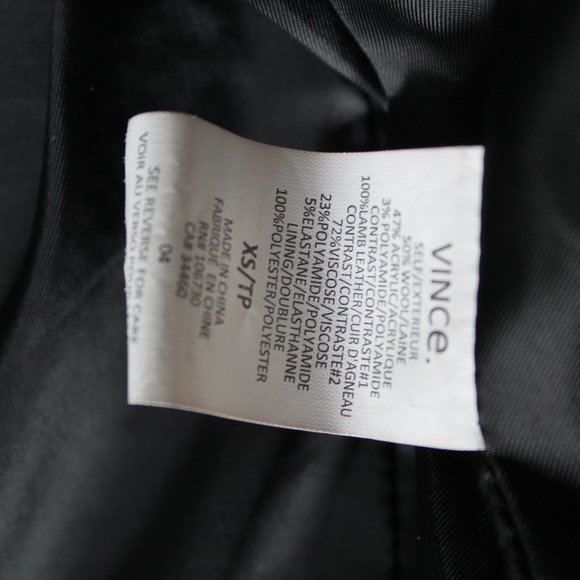 Vince Boucle Scuba Moto Jacket with Leather Sleeves Black Size XS - Picture 9 of 9